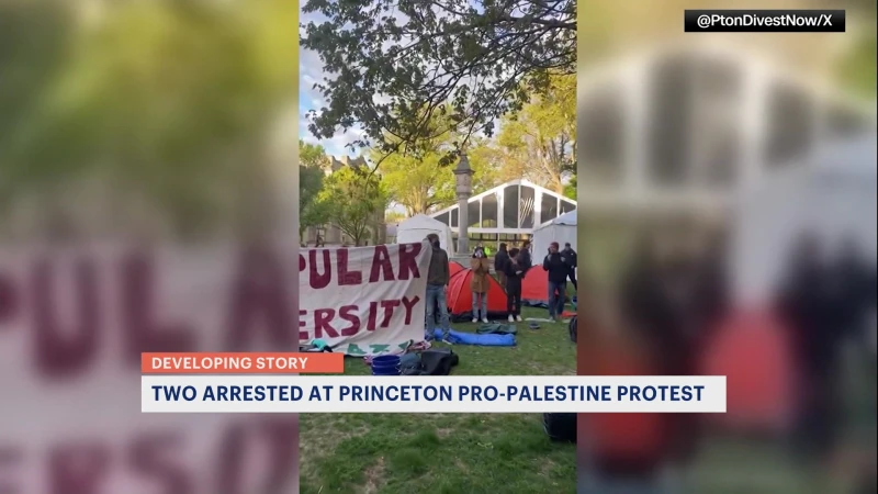 Story image: Officials: 2 arrested for trespassing during pro-Palestinian protest at Princeton University