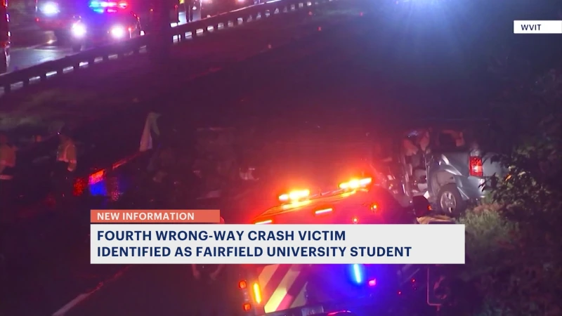 Story image: Fourth wrong-way crash victim identified as Fairfield University student