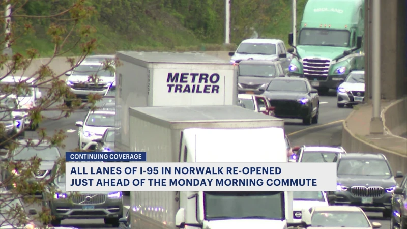 Story image:  All I-95 lanes in Norwalk reopen one day after overpass demolition