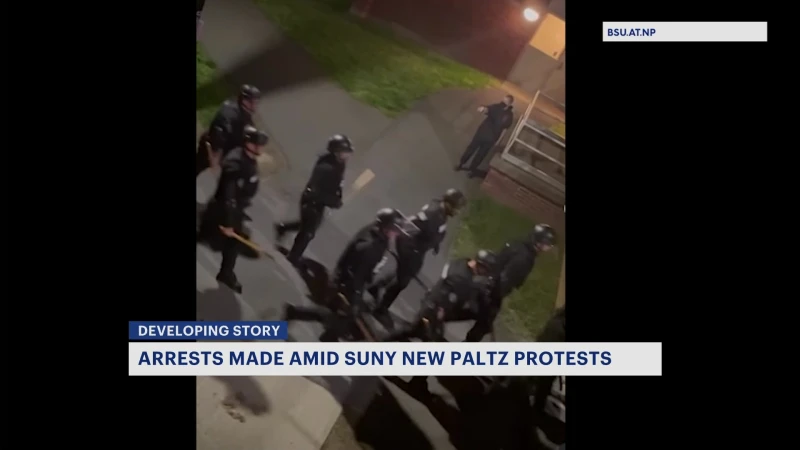 Story image: Police: 133 arrested during growing pro-Palestinian demonstration on SUNY New Paltz campus