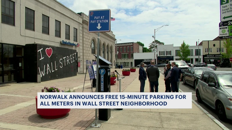Story image: Norwalk announces free 15-minute parking for all meters in the Wall Street neighborhood