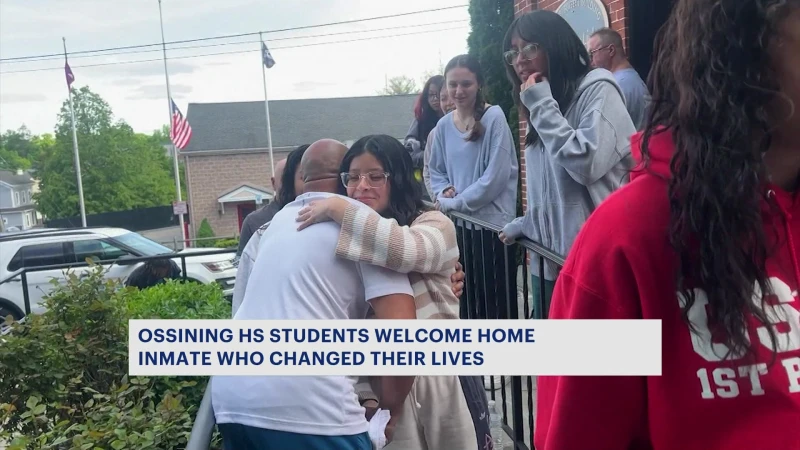 Story image: Ossining HS students welcome home inmate who they say changed their lives