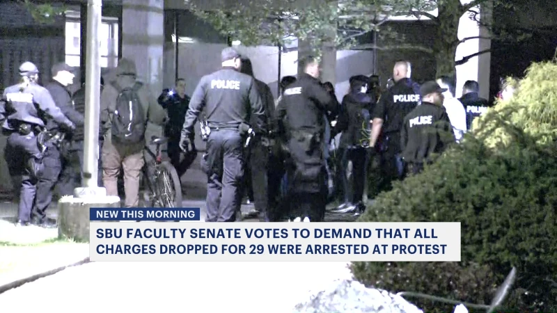 Story image: SBU faculty senate votes to demand that all charges be dropped for 29 arrested at protest