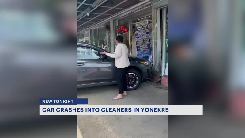 Story image: Driver crashes into Yonkers dry cleaning business 