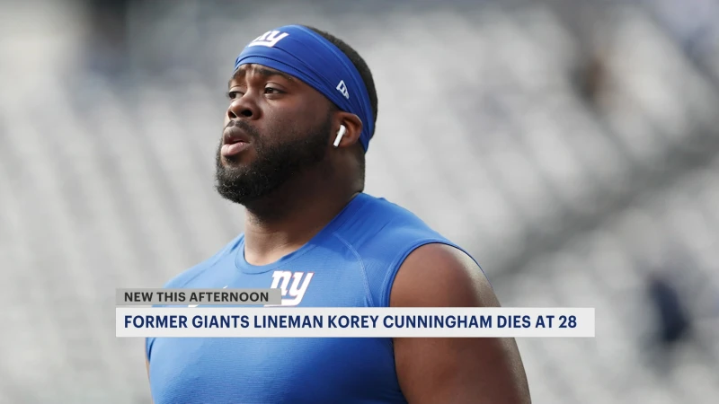 Story image: Police: Former Giants lineman Korey Cunningham, 28, found dead in Clifton home