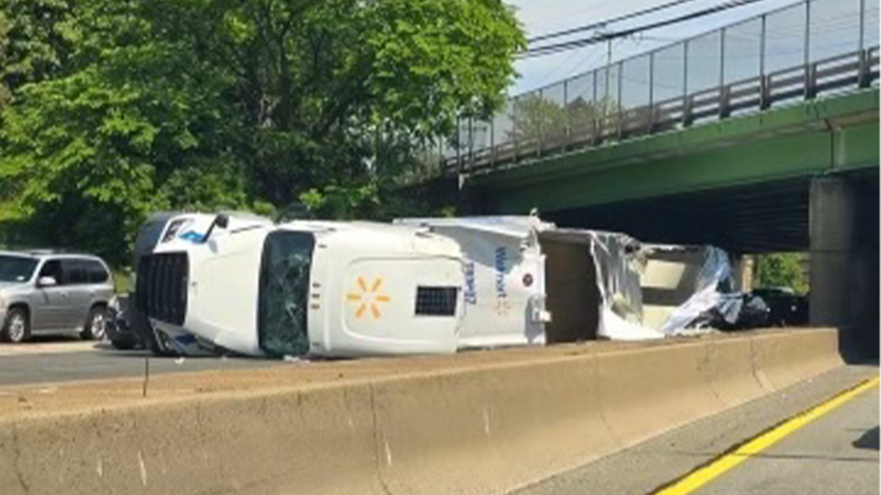 Story image: Police: Walmart truck strikes overpass, causes traffic nightmare on Meadowbrook Parkway