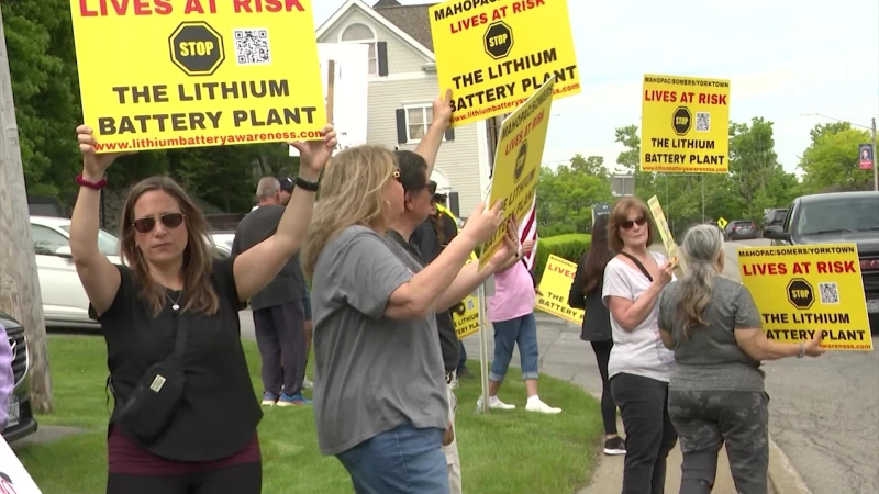 Story image: Dozens protest proposed lithium-ion battery storage facility in Mahopac