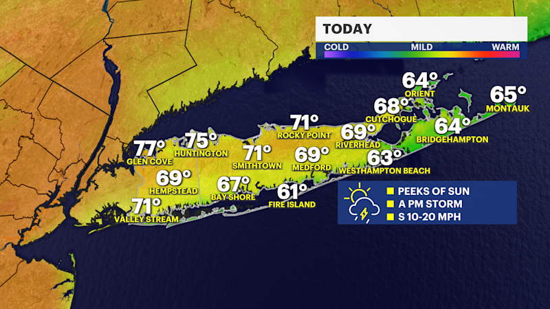 Story image: Peeks of sun and a spotty storm this weekend on Long Island