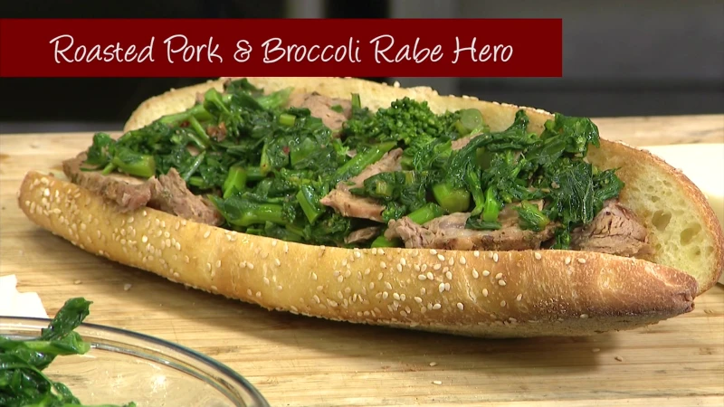 Story image: What's Cooking: Uncle Giuseppe's Roasted Pork Broccoli Rabe and Sharp Provolone Hero