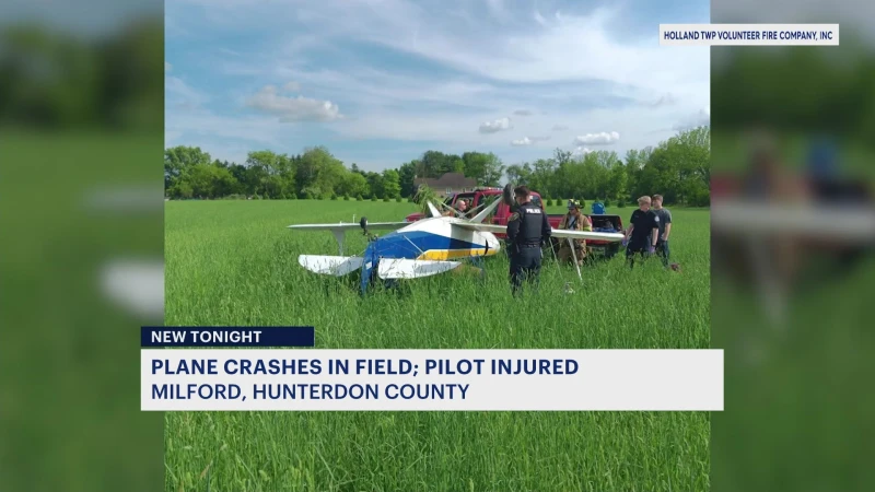 Story image: Officials: Single-engine plane crash-lands in Holland Township field