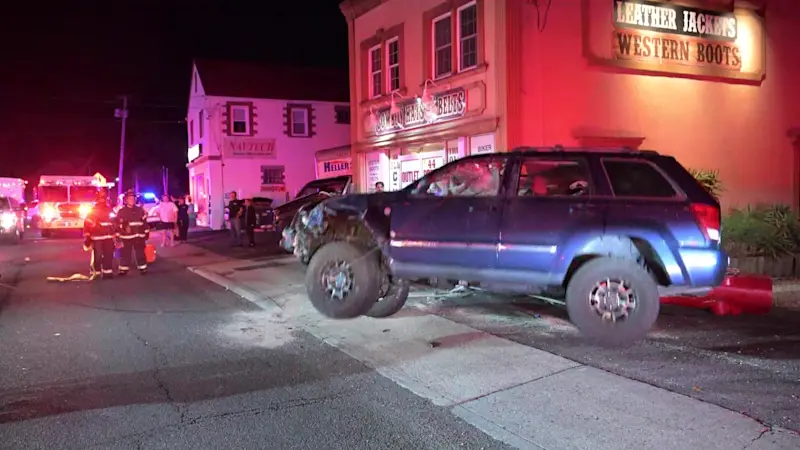 Story image: Police: Man flips car in Copiague DWI crash; 3 people injured