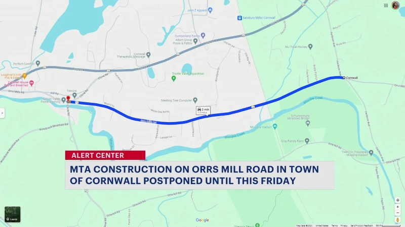 Story image: Traffic Alert: Postponed construction on Orrs Mill Road in Town of Cornwall