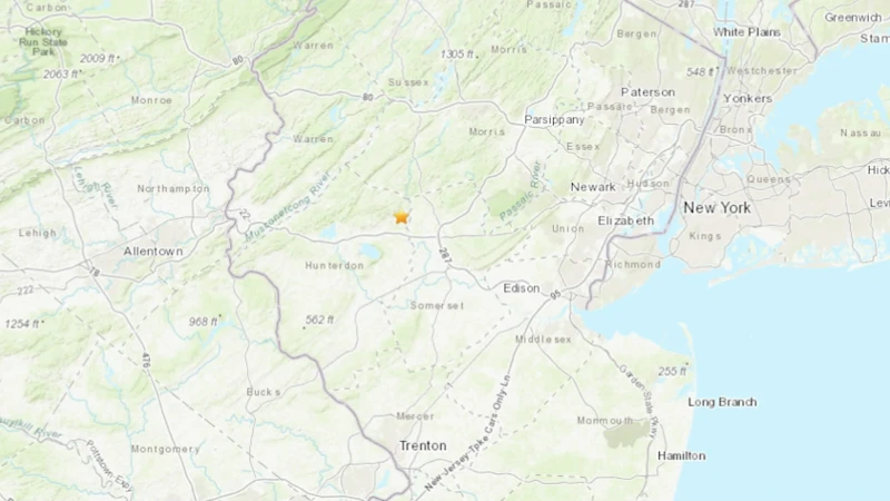 Story image: 2.9 magnitude earthquake rattles New Jersey; USGS says aftershocks could last weeks or months