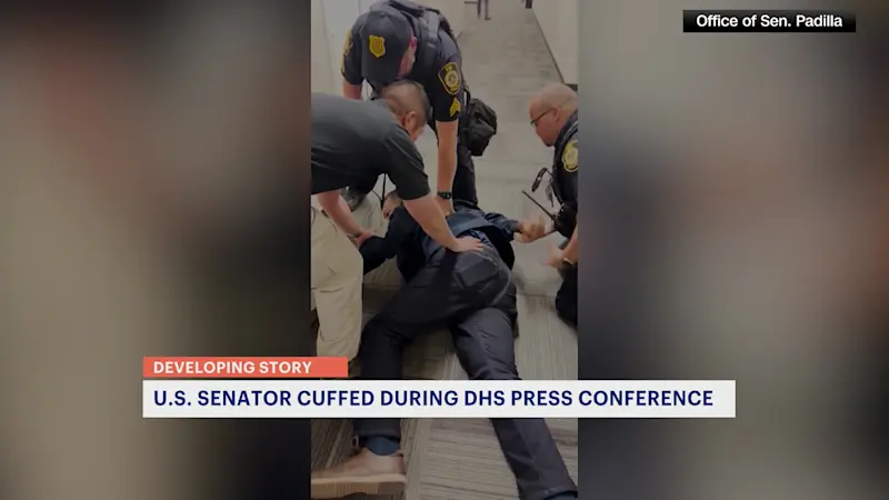 Story image: NJ senators criticize forcible removal of CA senator during DHS news conference