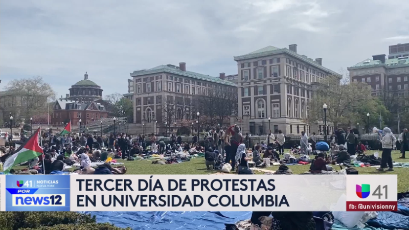 Story image: Univision 41 News Brief: Tercer día de protestas en universidad Columbia