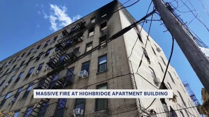 Story image: Red Cross assisting 15 people, including 4 kids, after fire in Highbridge leaves 2 firefighters injured 