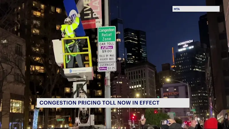 Story image: Commuters hit the roads as peak congestion pricing workday hours kick off