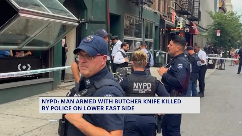 Story image: Butcher knife-wielding man fatally shot by police in the Lower East Side