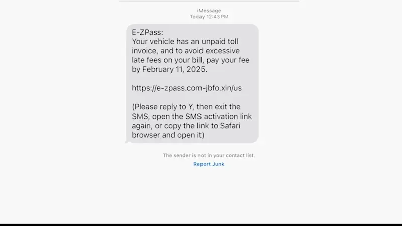 Story image: E-Z Pass and New York State Thruway Authority alert New Yorkers of text scam