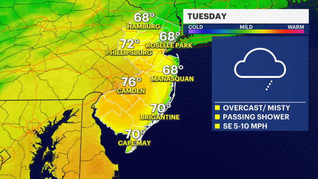 Story image: Storm Watch: New Jersey to remain smothered in clouds and repeating rains for the next few days