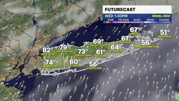 Sunny breaks this afternoon for Long Island with temperatures near 80