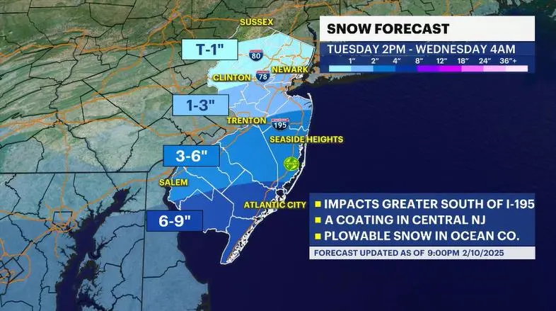 Story image: STORM WATCH: South Jersey snow expected Tuesday evening; expect plowable accumulation