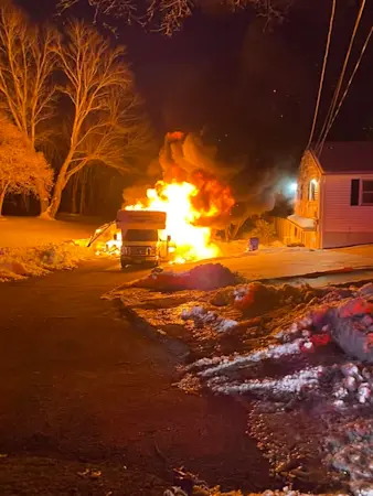 Story image: Officials: Camper van catches fire, spreads to home in Watertown 