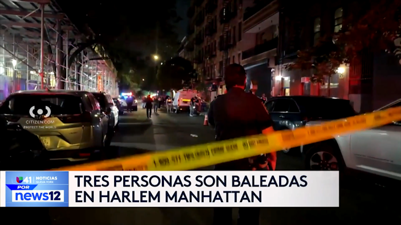 Story image: Univision 41 News Brief: Tres personas son baleadas en Harlem Manhattan