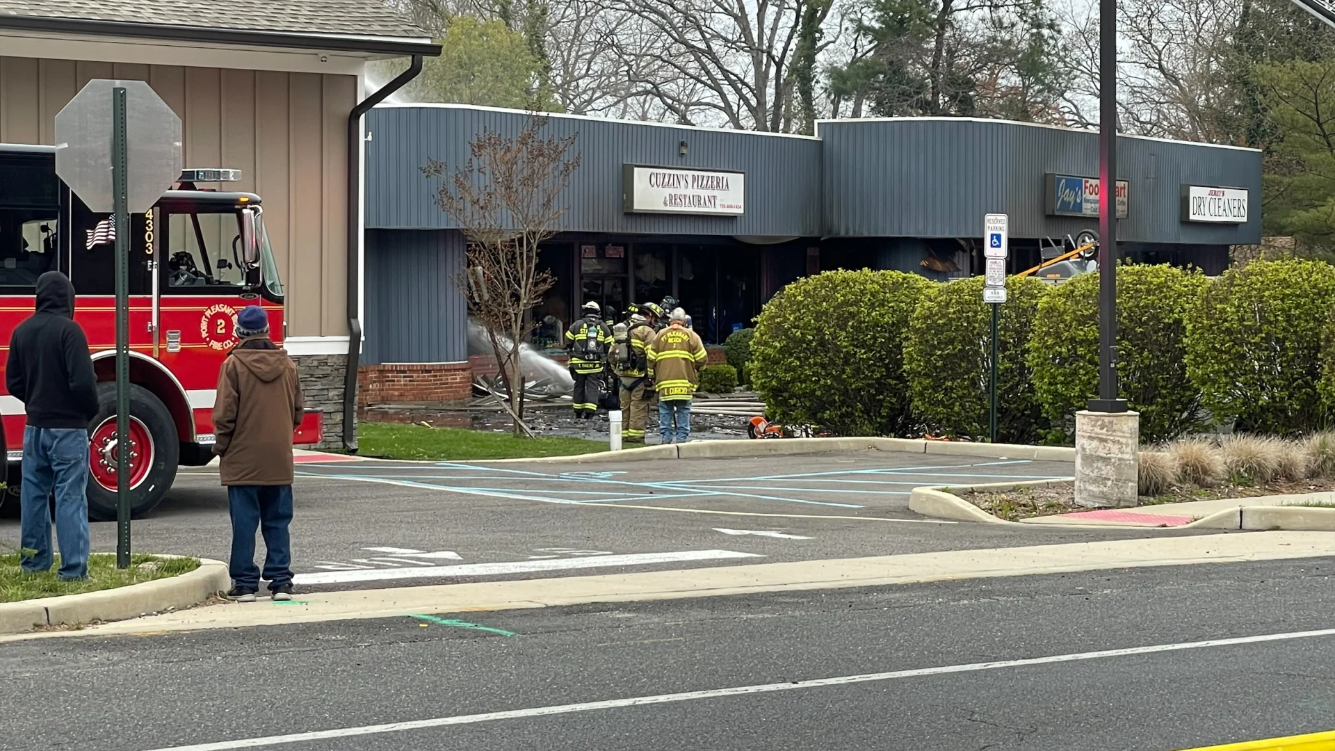 Officials: 3-alarm fire destroys 2 Brick Township strip mall businesses