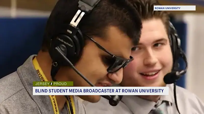 Story image: Jersey Proud: Blind Rowan University freshman broadcasts school basketball games