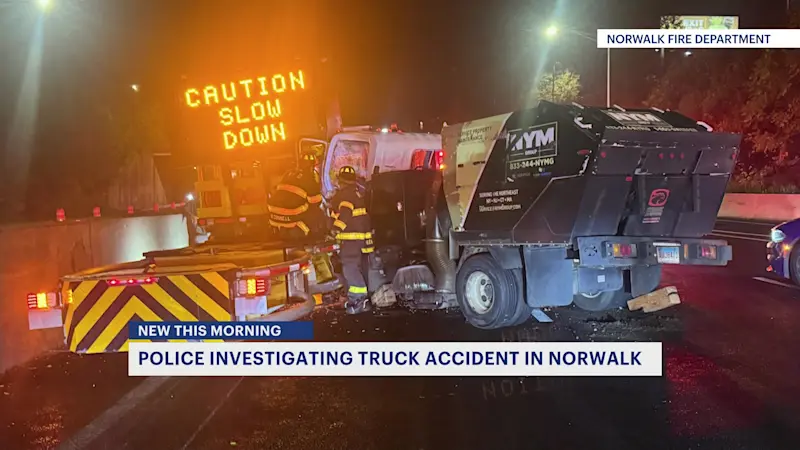 Story image: Two injured after truck crash on I-95 in Norwalk