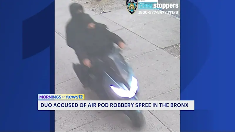 Story image: NYPD: 2 people stole AirPods from multiple people while riding moped