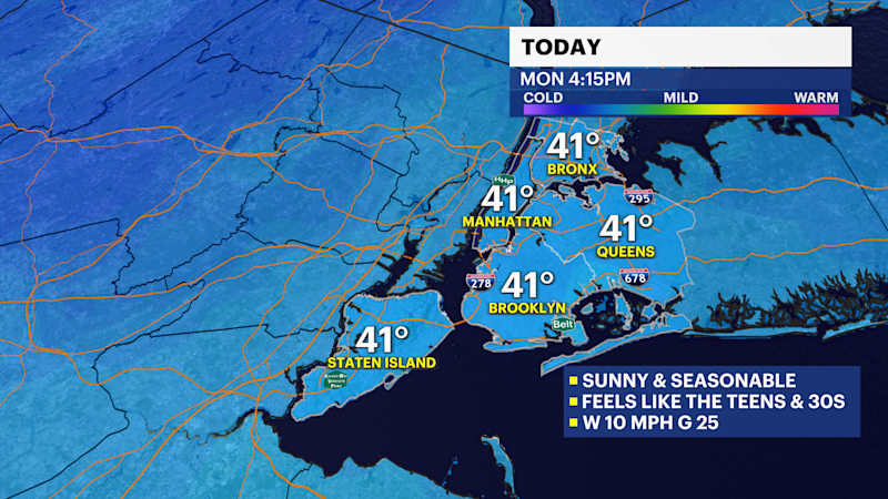 Story image: Mostly sunny, cold and breezy in Brooklyn