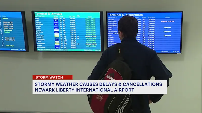 Story image: Rainy weather causes delays at Newark International Airport