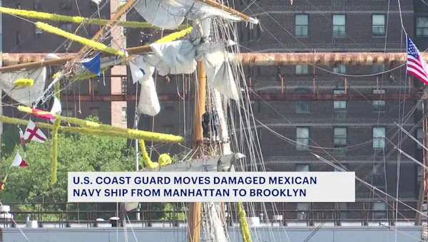 U.S. Coast Guard moves damaged Mexican Navy ship to Brooklyn