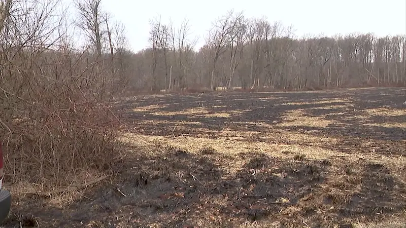 Story image: Fire officials: Downed power line sparked Hopewell wildfire; Pennsville blaze deemed suspicious