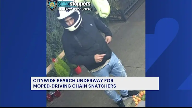 Story image: Police: Moped-riding chain snatchers steal $15K worth of jewelry