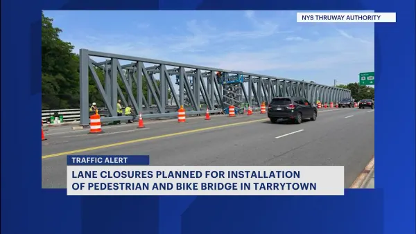 NYS Thruway lanes to close in Tarrytown Friday night for new pedestrian and bike bridge installation