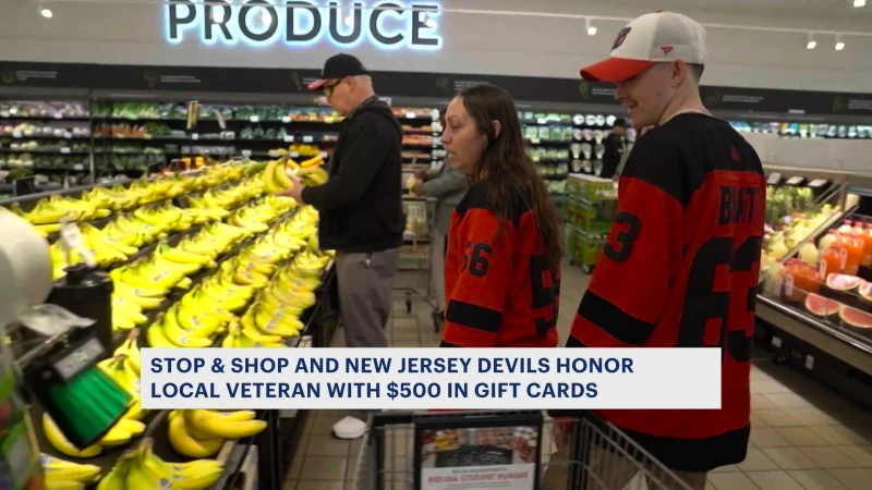 Story image: Stop & Shop teams with NJ Devils to give military member a grocery shopping spree