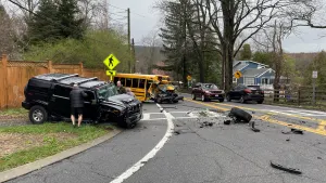Police: 1 seriously injured when Hummer slams into school bus in Yorktown
