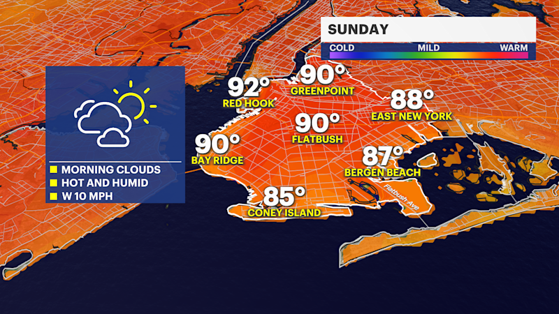 Story image: Chance for thunderstorms before hot and humid Sunday in Brooklyn