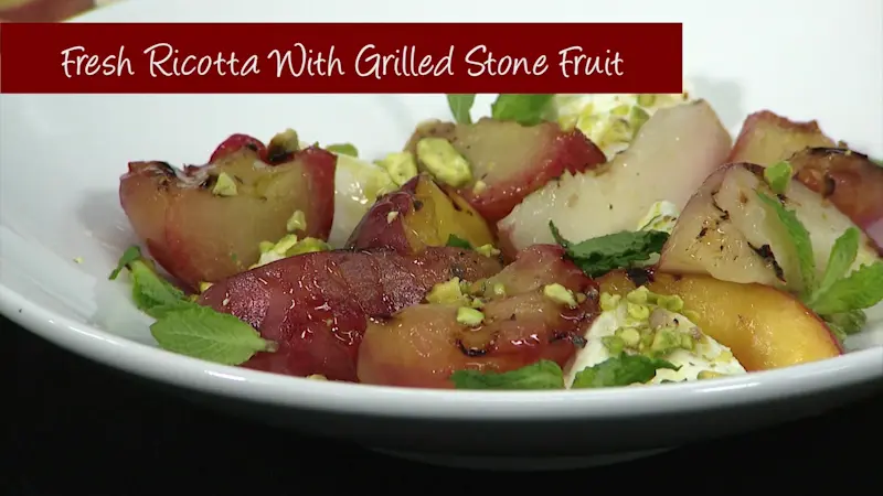 Story image: What's Cooking: Uncle Giuseppe's Marketplace's Fresh Ricotta with Grilled Stone Fruit