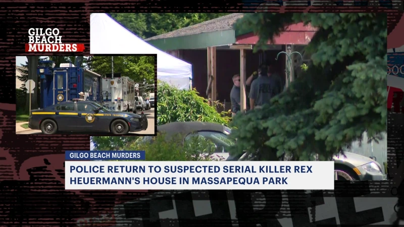Story image: Police return to Massapequa Park home of suspected Gilgo Beach killer Rex Heuermann