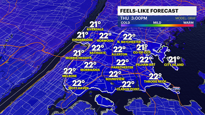 Story image: Cold & breezy finish to the week, snow showers this weekend for The Bronx