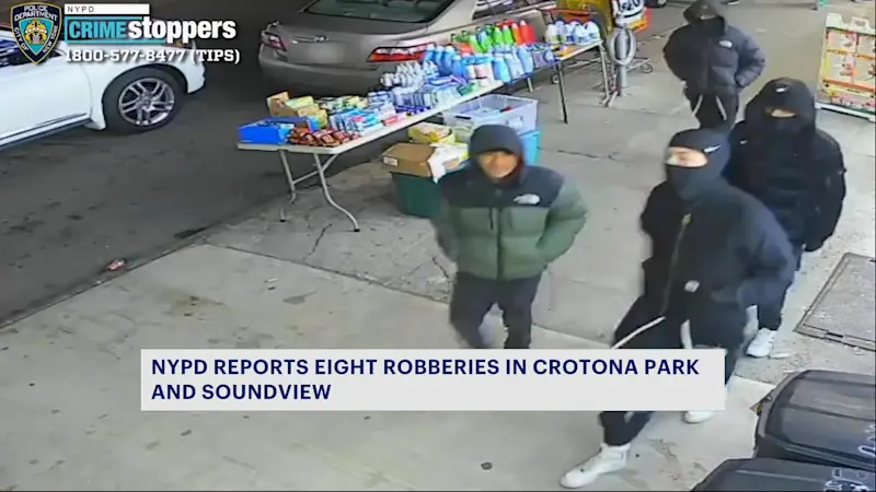 Story image: Police: Video shows 4 suspects in Crotona Park, Soundview robberies