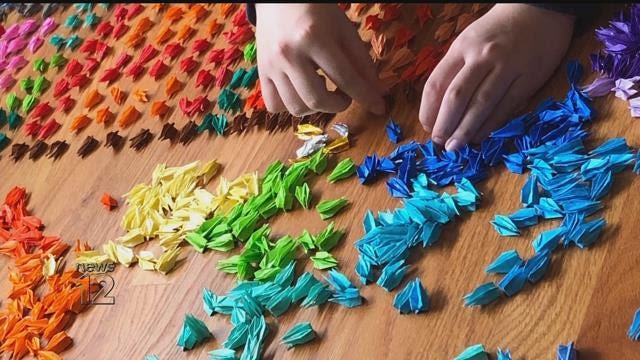 Sisters craft 1,000 origami cranes to donate to Valley Hospital