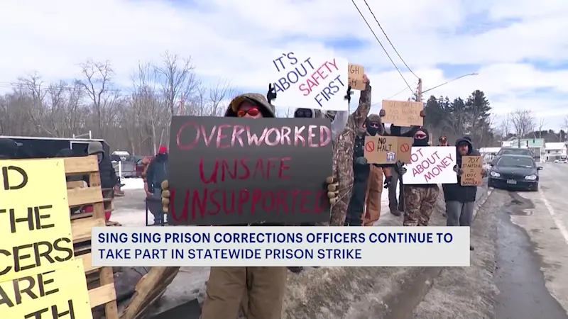 Story image: Corrections officers at Sing Sing still on strike despite midnight deadline to return