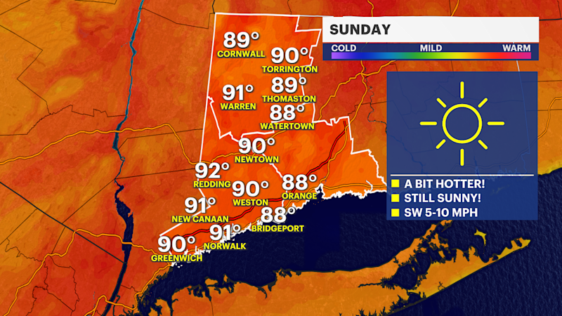 Story image: Hot, humid and dry Sunday in Connecticut; some storms next week
