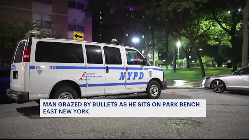 Story image: 23-year-old grazed by bullets near East New York park, police say