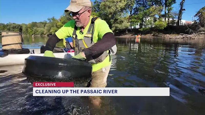 Story image: Exclusive: Volunteer group cleans up the Passaic River, one tire at a time